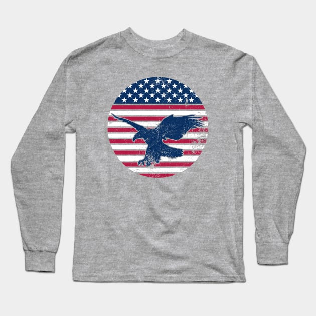 American Flag with Eagle Long Sleeve T-Shirt by ObscureDesigns